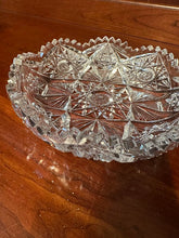 Load image into Gallery viewer, Vintage Cut Glass Crystal Serving Bowl Starburst Sawtooth Edge