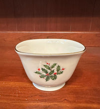 Load image into Gallery viewer, Lenox Holiday Gold Trim China Bowl Holly Berry Made in USA