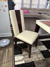 Load image into Gallery viewer, Sofía Vergara Savona Ivory Glass Top Dining Table Set with 6 Upholstered Chairs
