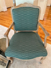 Load image into Gallery viewer, French Louis XV Style Upholstered Bergère Accent Chair in Distressed Painted Finish