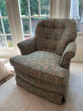 Load image into Gallery viewer, Pair of Custom Upholstered Swivel Rocker Lounge Chairs by Spicer's Upholstery