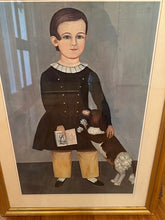 Load image into Gallery viewer, Samuel Miller Young Boy With Dog Folk Art Print Framed Reproduction