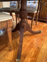 Load image into Gallery viewer, Traditional Flamed Mahogany Double Pedestal Dining Table with 2 Leaves and 6 Cane Back Dining Chairs