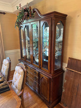 Load image into Gallery viewer, Traditional Mahogany Lighted China Cabinet with Broken Arch Pediment