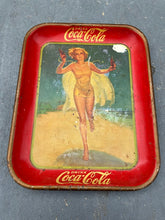 Load image into Gallery viewer, 1937 Coca-Cola Advertising Tray – “Girl with Two Bottles” Swimsuit Pin-Up