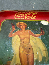 Load image into Gallery viewer, 1937 Coca-Cola Advertising Tray – “Girl with Two Bottles” Swimsuit Pin-Up