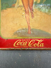 Load image into Gallery viewer, 1937 Coca-Cola Advertising Tray – “Girl with Two Bottles” Swimsuit Pin-Up