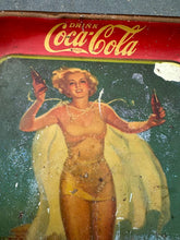 Load image into Gallery viewer, 1937 Coca-Cola Advertising Tray – “Girl with Two Bottles” Swimsuit Pin-Up