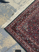 Load image into Gallery viewer, "Sultan’s Hexagon" Hand-Knotted Wool Rug – 70"x47" Hunter Green & Watermelon Red