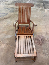 Load image into Gallery viewer, Solid Teak Adjustable Reclining Patio Lounge Chair with Pull-Out Footrest