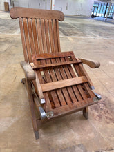 Load image into Gallery viewer, Solid Teak Adjustable Reclining Patio Lounge Chair with Pull-Out Footrest