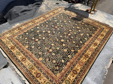 Load image into Gallery viewer, Traditional Floral Area Rug – Black & Gold – 8' x 11.5'