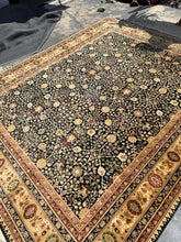 Load image into Gallery viewer, Traditional Floral Area Rug – Black & Gold – 8' x 11.5'
