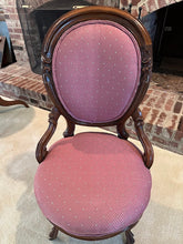 Load image into Gallery viewer, Victorian Parlor Chair with Carved Walnut Frame