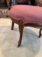 Load image into Gallery viewer, Victorian Parlor Chair with Carved Walnut Frame