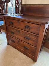 Load image into Gallery viewer, Antique Oak Washstand with Towel Rack