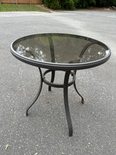 Load image into Gallery viewer, Round Outdoor Glass Top Table – 28" Round x 28.5" Tall