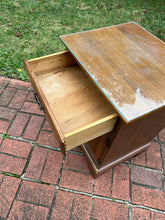 Load image into Gallery viewer, Solid Wood Nightstand with Drawer, Cabinet & Glass Top