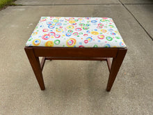 Load image into Gallery viewer, Mid-Century Style Vanity Bench with Colorful Upholstery