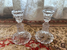 Load image into Gallery viewer, Wara Lead Crystal Candlestick Holders – Pair of 5" Hand-Cut Etched Star Candle Holders, Made in Germany