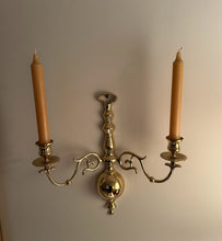 Load image into Gallery viewer, Pair of Solid Brass Wall Candle Holders – Georgian/Colonial Style