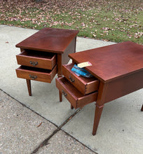 Load image into Gallery viewer, Pair of Genuine Mahogany Two-Drawer End Tables – Classic Traditional Design