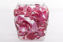 Load image into Gallery viewer, Handcrafted Textured Glass Vase with Pink Koi Fish Design – 9" Tall