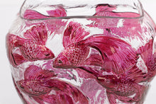 Load image into Gallery viewer, Handcrafted Textured Glass Vase with Pink Koi Fish Design – 9" Tall