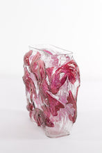 Load image into Gallery viewer, Handcrafted Textured Glass Vase with Pink Koi Fish Design – 9" Tall