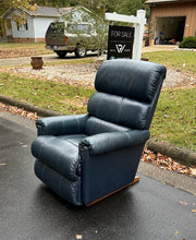 Load image into Gallery viewer, La-Z-Boy Navy Blue Leather Rocker Recliner – Plush Comfort & Timeless Style