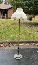 Load image into Gallery viewer, Traditional-Style Floor Lamp with Embroidered Shade & Ornate Base
