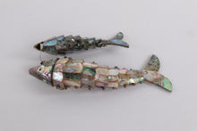Load image into Gallery viewer, Set of 2 Vintage Articulated Abalone Shell Fish Figurines – 8" & 5"