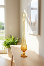 Load image into Gallery viewer, Amber Swung Glass Vase – 19.25” Tall Footed Mid-Century Elegance with 15 Ruffled Fingers