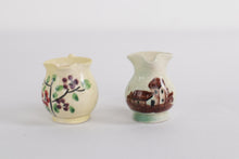 Load image into Gallery viewer, Set of 2 Vintage Miniature Hand-Painted Italian Pottery Pitchers – Flowers & Village Scene, 1.5"