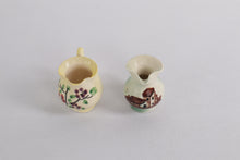 Load image into Gallery viewer, Set of 2 Vintage Miniature Hand-Painted Italian Pottery Pitchers – Flowers & Village Scene, 1.5"