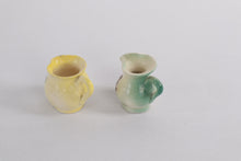 Load image into Gallery viewer, Set of 2 Vintage Miniature Hand-Painted Italian Pottery Pitchers – Flowers & Village Scene, 1.5"