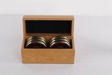 Load image into Gallery viewer, Vintage 1985 Brass-Rimmed Coaster Set with Wooden Box β Nautical Crab Design β Set of 6