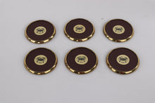 Load image into Gallery viewer, Vintage 1985 Brass-Rimmed Coaster Set with Wooden Box β Nautical Crab Design β Set of 6