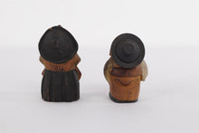 Load image into Gallery viewer, Vintage Hand-Carved Wooden Laughing Figures – "You & Me" Folk Art Couple – 3.5” Tall