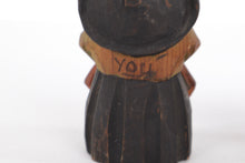 Load image into Gallery viewer, Vintage Hand-Carved Wooden Laughing Figures – "You & Me" Folk Art Couple – 3.5” Tall