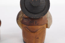 Load image into Gallery viewer, Vintage Hand-Carved Wooden Laughing Figures – "You & Me" Folk Art Couple – 3.5” Tall