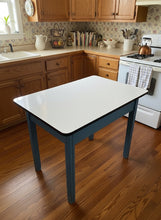 Load image into Gallery viewer, Enamel-Top Kitchen Table with Pull-Out Leaves – Charming & Versatile