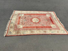 Load image into Gallery viewer, Large 14' x 10' Vintage Chinese Hand-Tufted Wool Area Rug – Peach, Ivory & Floral Medallion Design