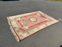Load image into Gallery viewer, Large 14' x 10' Vintage Chinese Hand-Tufted Wool Area Rug – Peach, Ivory & Floral Medallion Design