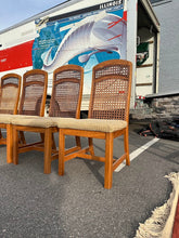 Load image into Gallery viewer, Parquet-Top Dining Table with Cane-Back Chairs and Extension Leaves