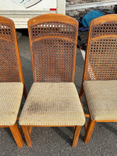 Load image into Gallery viewer, Parquet-Top Dining Table with Cane-Back Chairs and Extension Leaves