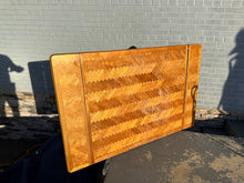 Load image into Gallery viewer, Parquet-Top Dining Table with Cane-Back Chairs and Extension Leaves