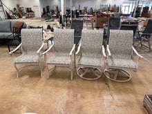 Load image into Gallery viewer, Set of 4 Aluminum Sling Patio Dining Chairs 2 Swivel Rockers White Leaf