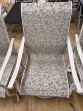 Load image into Gallery viewer, Set of 4 Aluminum Sling Patio Dining Chairs 2 Swivel Rockers White Leaf