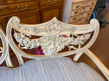 Load image into Gallery viewer, Early 1900s Carved Hotel Lobby Settee with Custom Upholstery